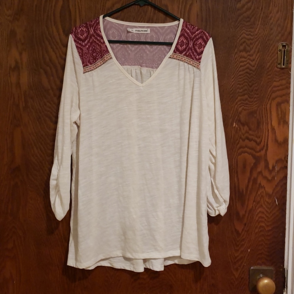 Maurice's cream blouse w/ shoulder detail